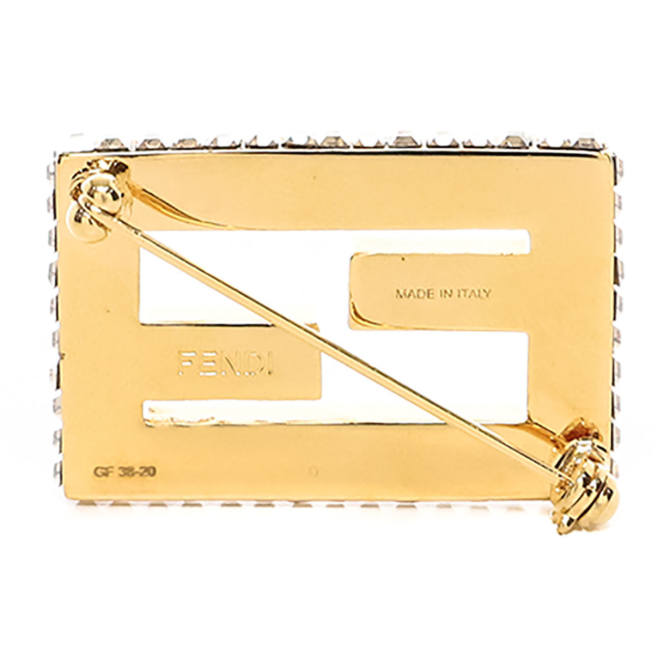 Fendi Broche en Métal & Strass dorée - Très bon état