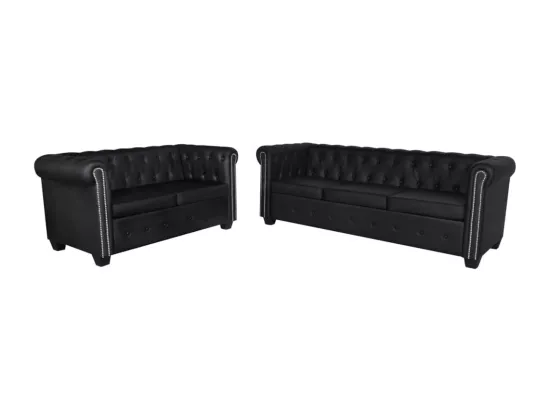 Canapé Chesterfield à 2 places et à 3 places noir