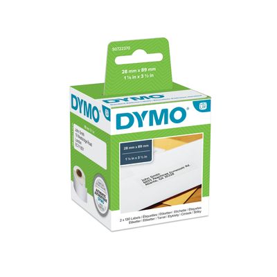Dymo LabelWriter Address - Ruban d'étiquettes auto-adhésives - 2 rouleaux de 130 étiquettes (28 x 89 mm) - fond blanc écriture noire