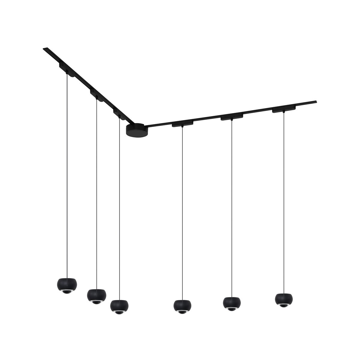 Modern railsysteem met 6 hanglampen zwart 1-fase - Magnetic Lance