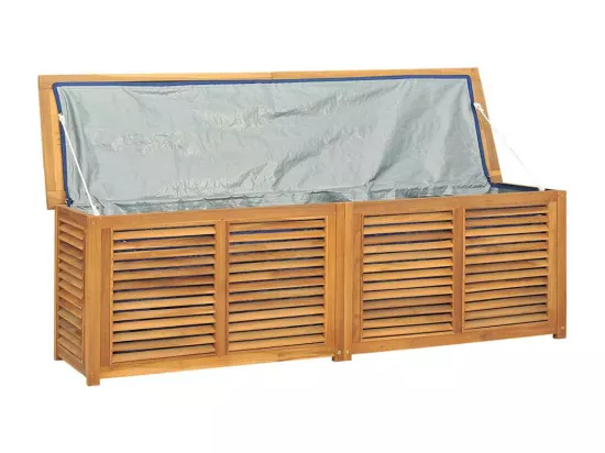 Boîte de rangement jardin et sac 175x50x53 cm bois massif teck