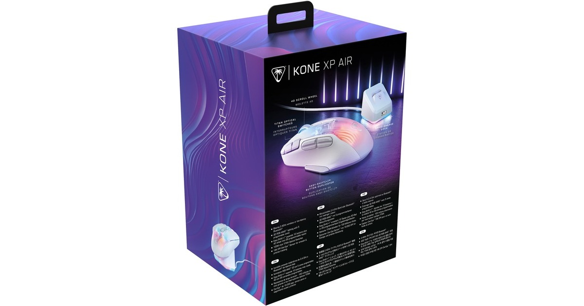 Turtle BeachKone XP Air gaming muis  (Wit, USB-C / 2,4GHz / Bluetooth, 50 - 19.000 Dpi, RGB)