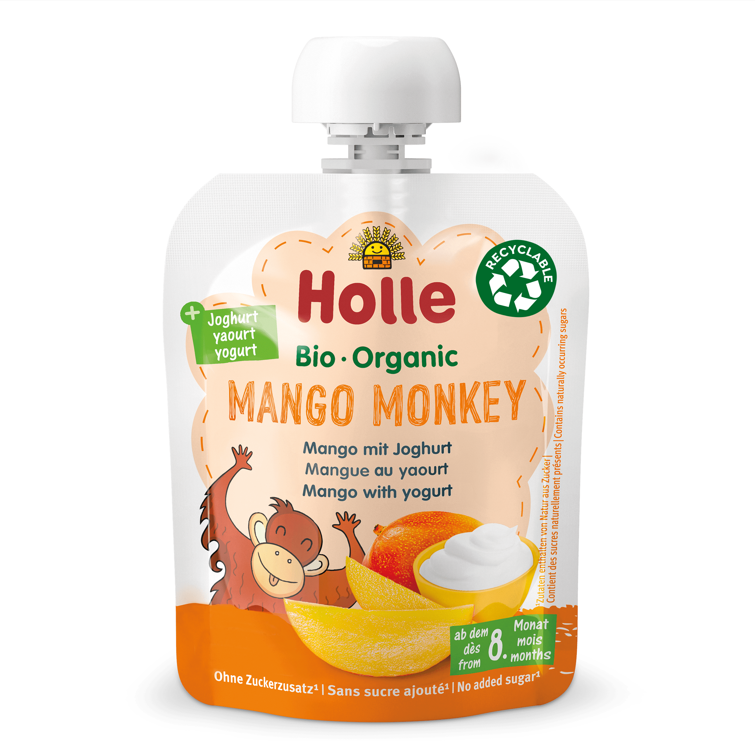 HOLLE Mango Monkey Pouchy Mango mit Joghurt 85 g