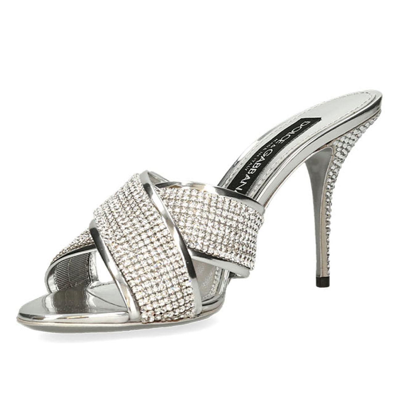 Dolce & Gabbana Mules en Cuir DG Light argentées - Talon 8.5 cm