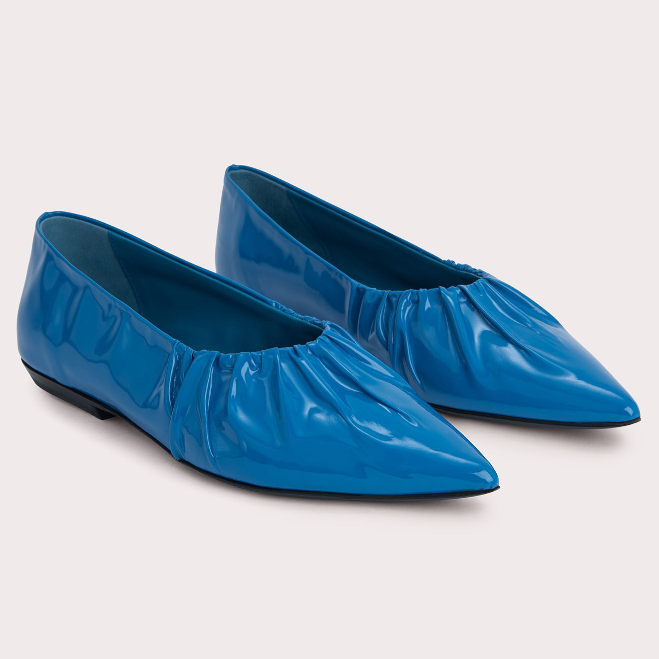 By Far Ballerines en Cuir verni Regina bleues