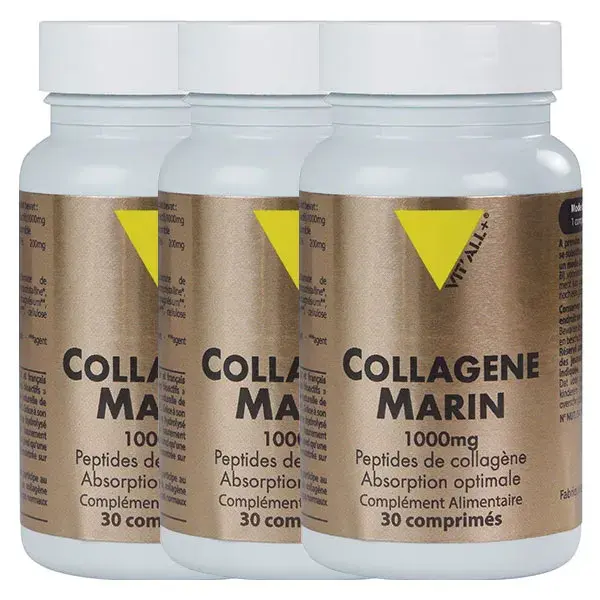 Vit'all+ Collagène Marin 1000mg 30 comprimés - Lot de 3