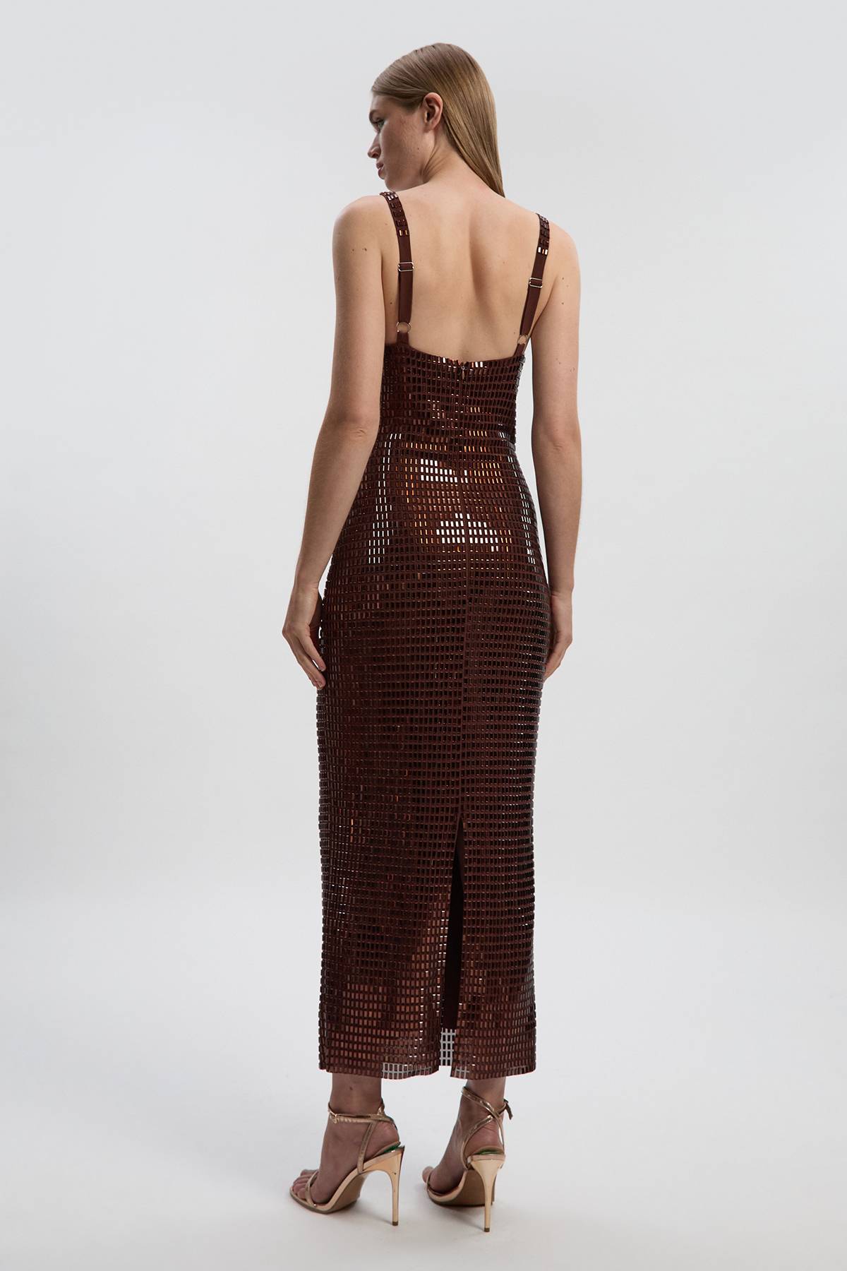KarenMillen Robe Mi-Longue en Jersey Ornée de Cristaux Premium