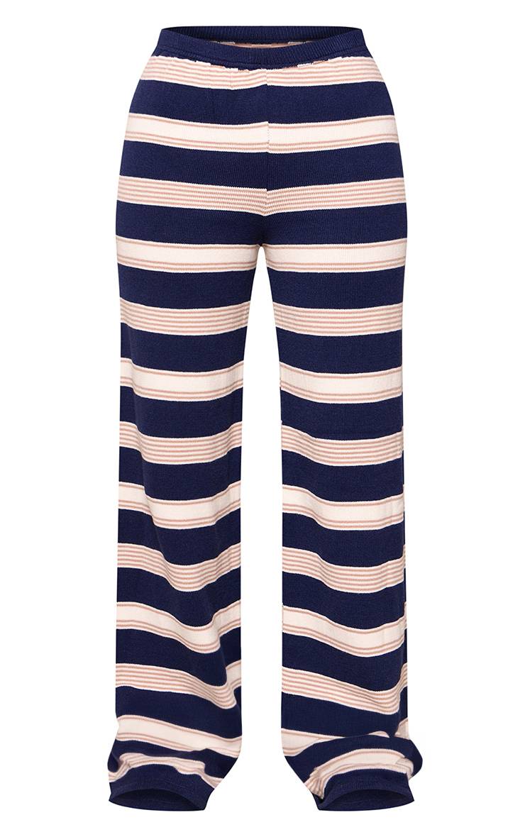 Bleu Pantalon Large À Rayures