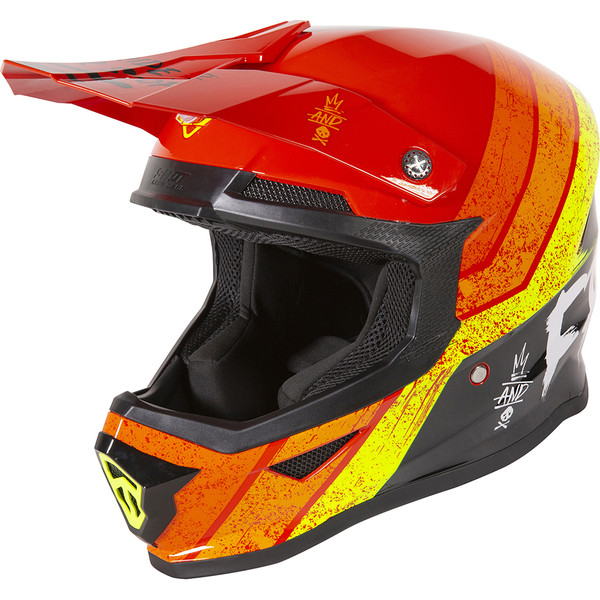 Freegun - Casque XP4 Stripe Noir / Rouge / Jaune fluo