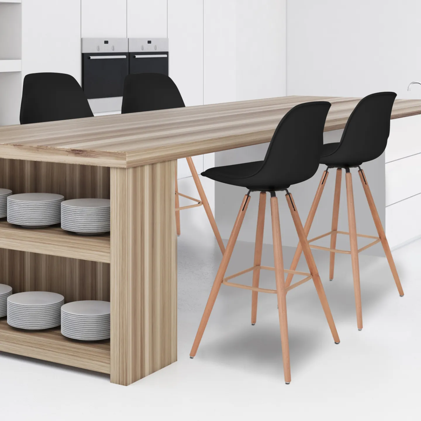 Lot de 4 tabourets de bar SARA noir