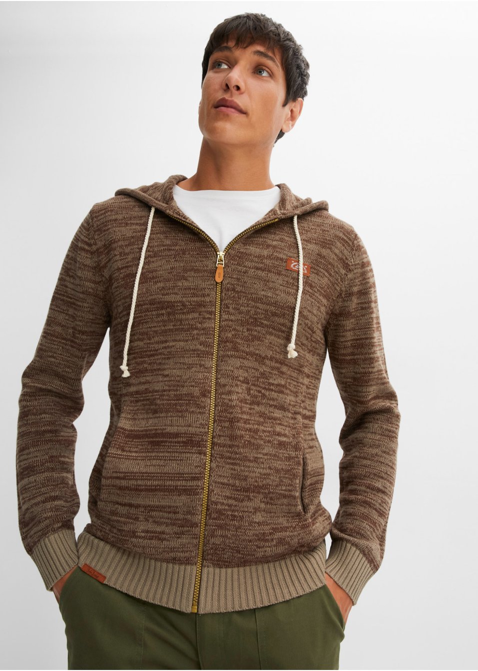 Gilet en maille à capuche