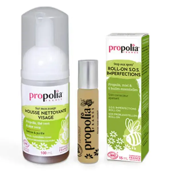 Propolia Espuma de Limpeza Facial Purificante 100ml + Roll-On Anti-Imperfeições SOS 15ml