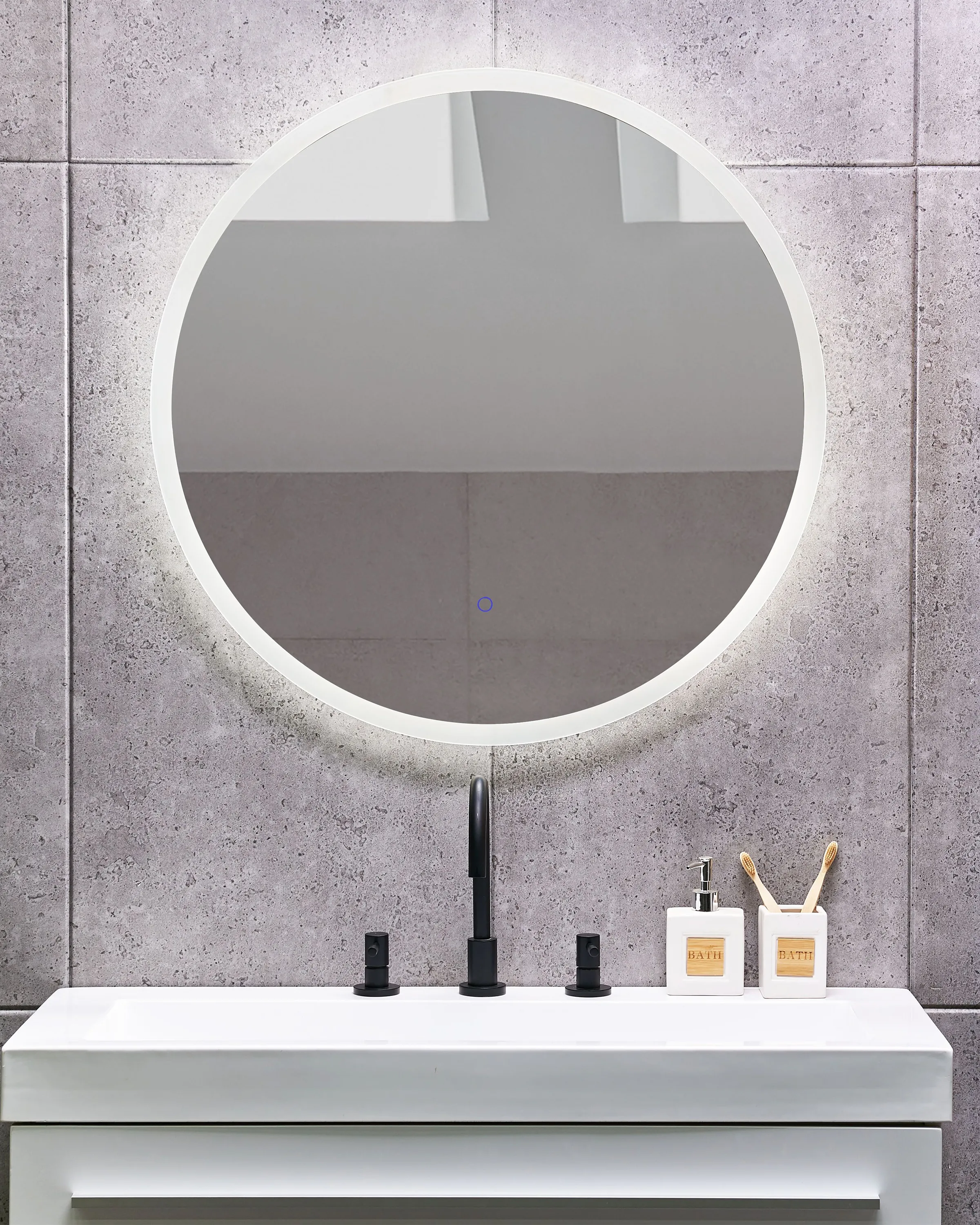 LED badkamerspiegel DEAUVILLE 79 cm 79 cm Zilver