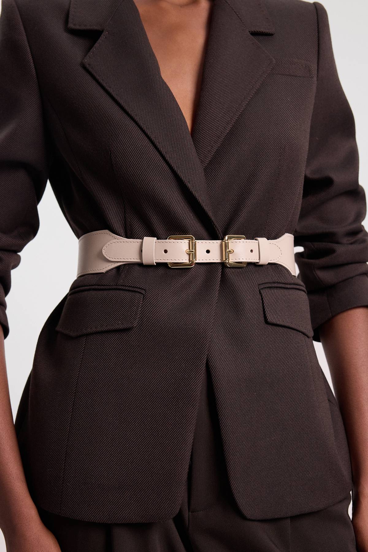 KarenMillen Ceinture en Cuir à Double Boucle