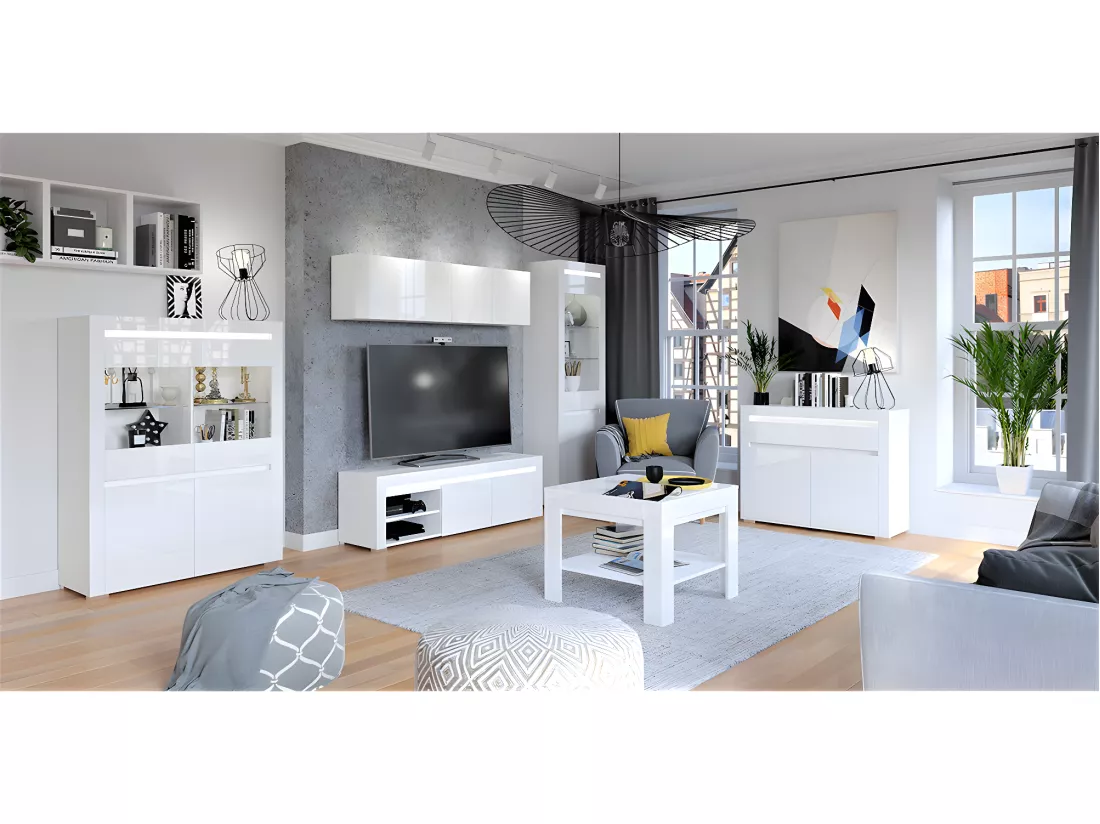 Vaisselier 4 portes LED inclus Kasla Blanc