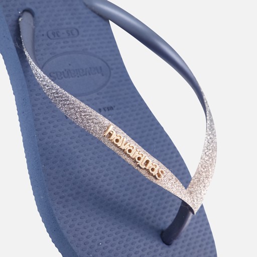 Havaianas Square Glitter Slippers blauw Rubber