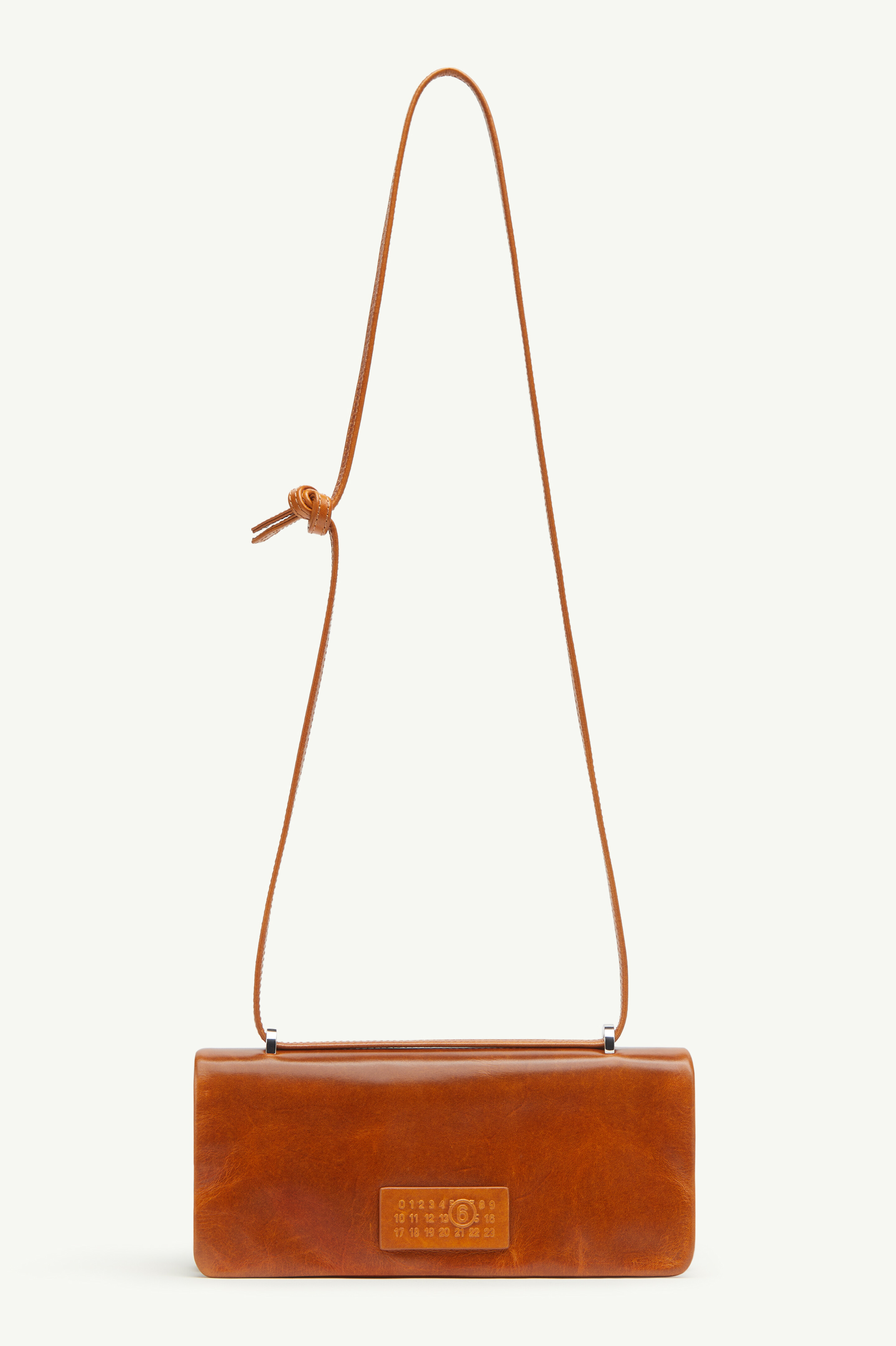 Sac porté épaule rectangulaire Numeric en cuir | MM6 Brun Adobe