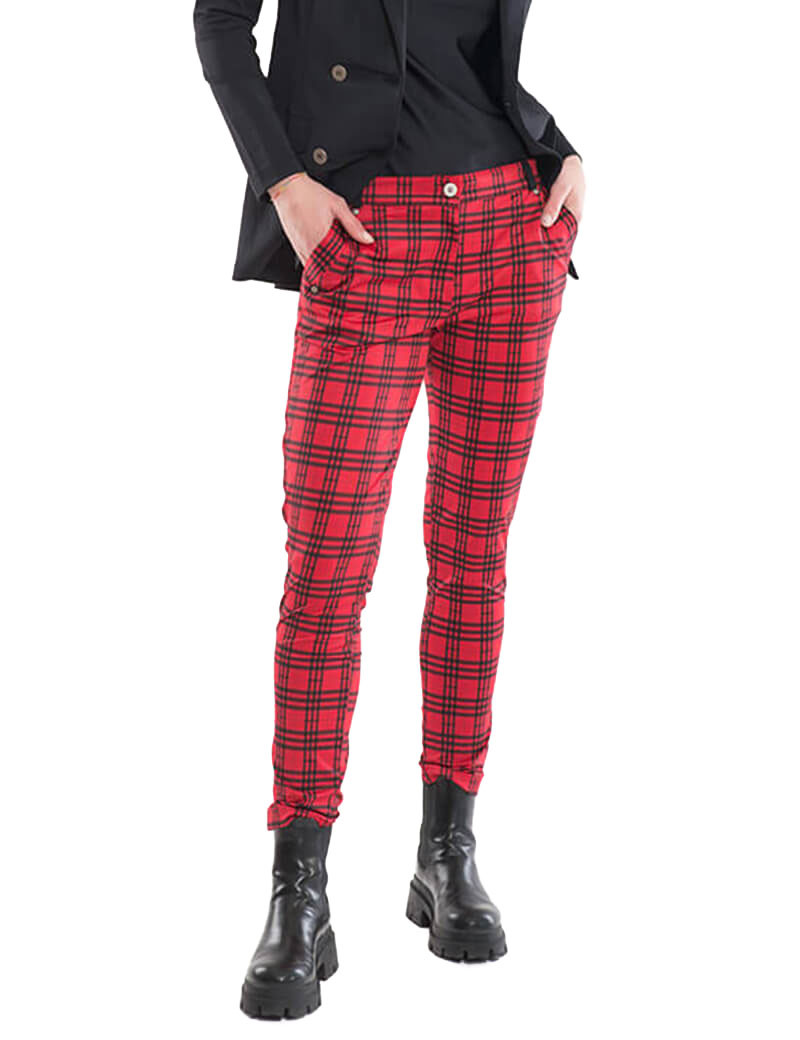 HBT PALACE - CHRISTINA PANTALON CITY ROUGE TARTAN