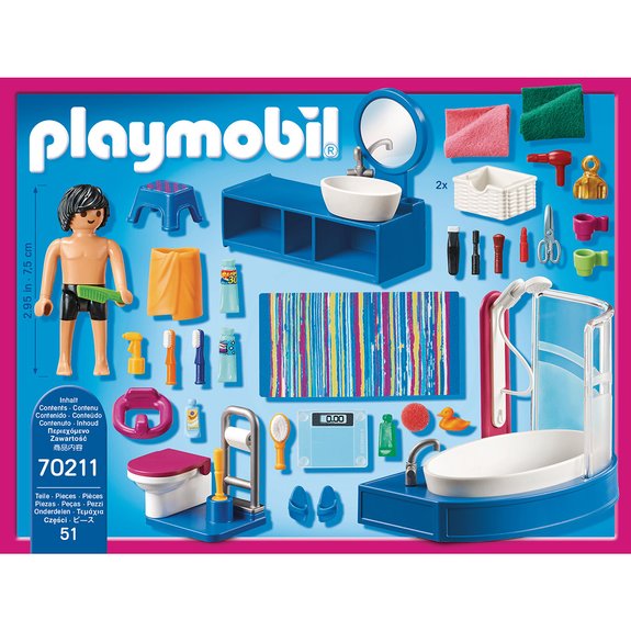 Salle de bain avec baignoire Playmobil Dollhouse 70211
