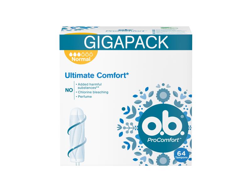 o.b. Tampons Pro Comfort Normal 64 Stück Tampon für mittlere bis starke Tage
