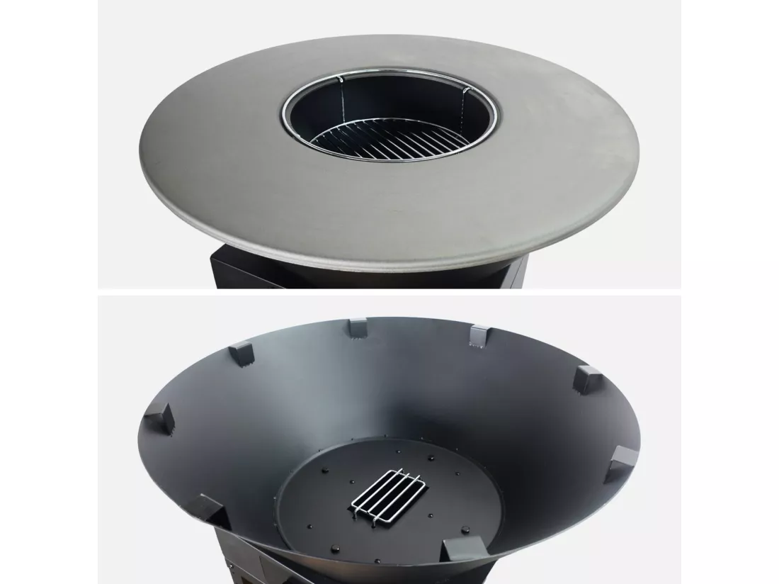 Brasero barbecue Ø81.5cm avec grille de cuisson et espace de rangement