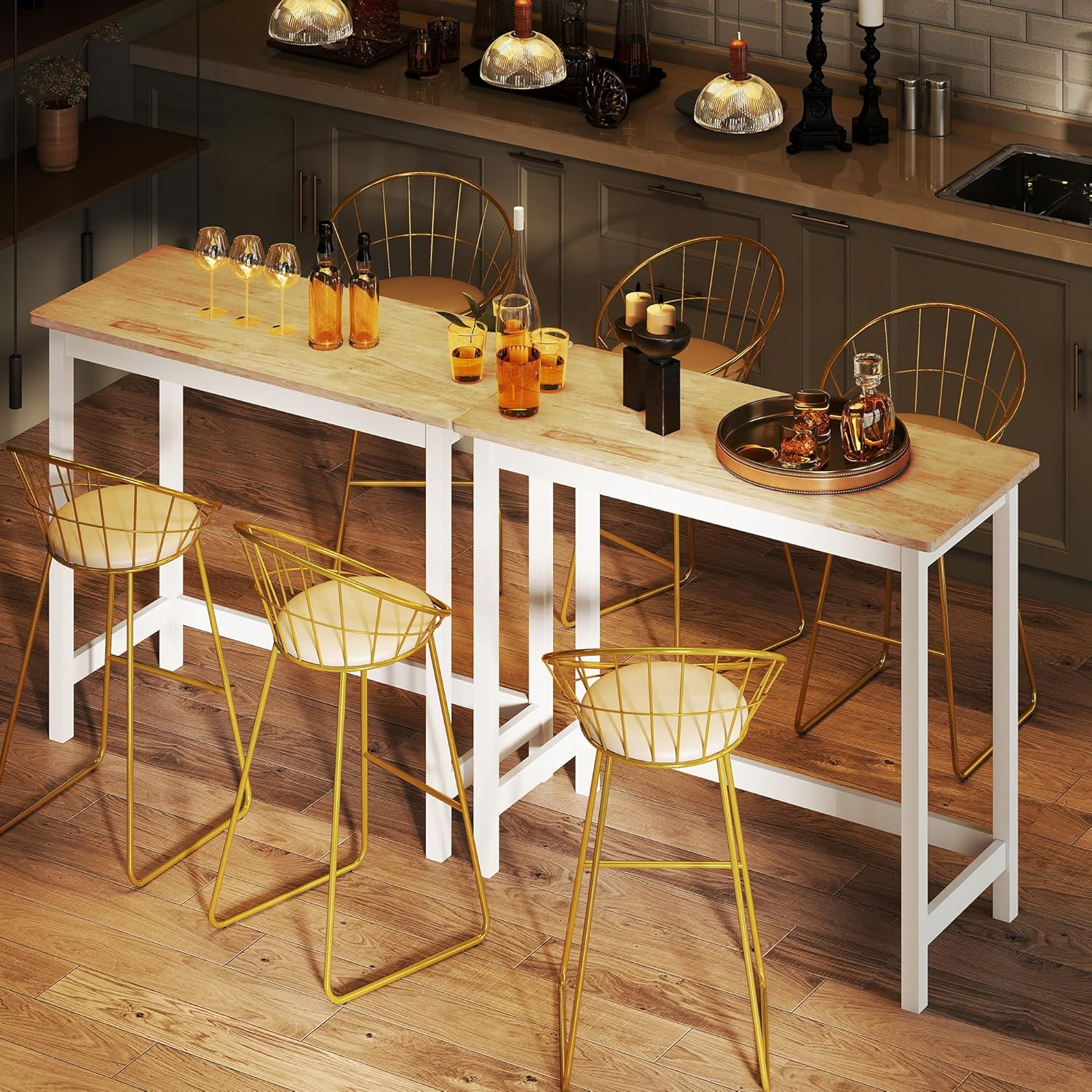 HOMCOM Bartisch Stehtisch mit Holzoptik, Küchentisch aus Massivholz für kleine Räume, Wohnzimmer, Esszimmer, 108 x 48 x 91 cm Eiche