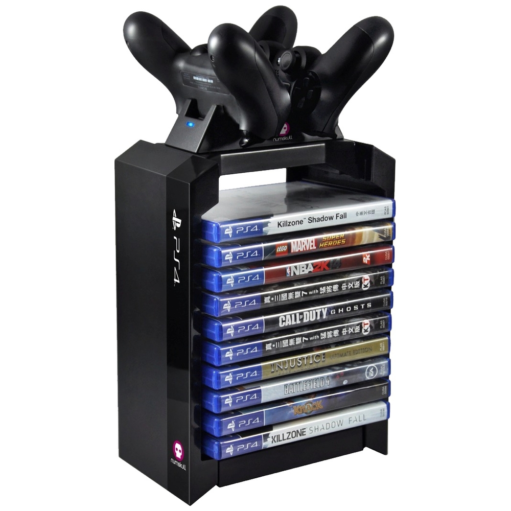 Offizieller Numskull Sony PlayStation PS4 Spiele-Aufbewahrungsturm + Doppelladegerät (PS4/PS5)