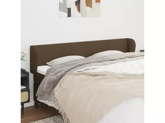 Tête de lit avec oreilles Marron foncé 183x23x78/88 cm Tissu