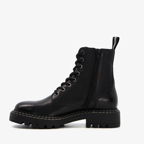 Harper leren dames veterboots zwart