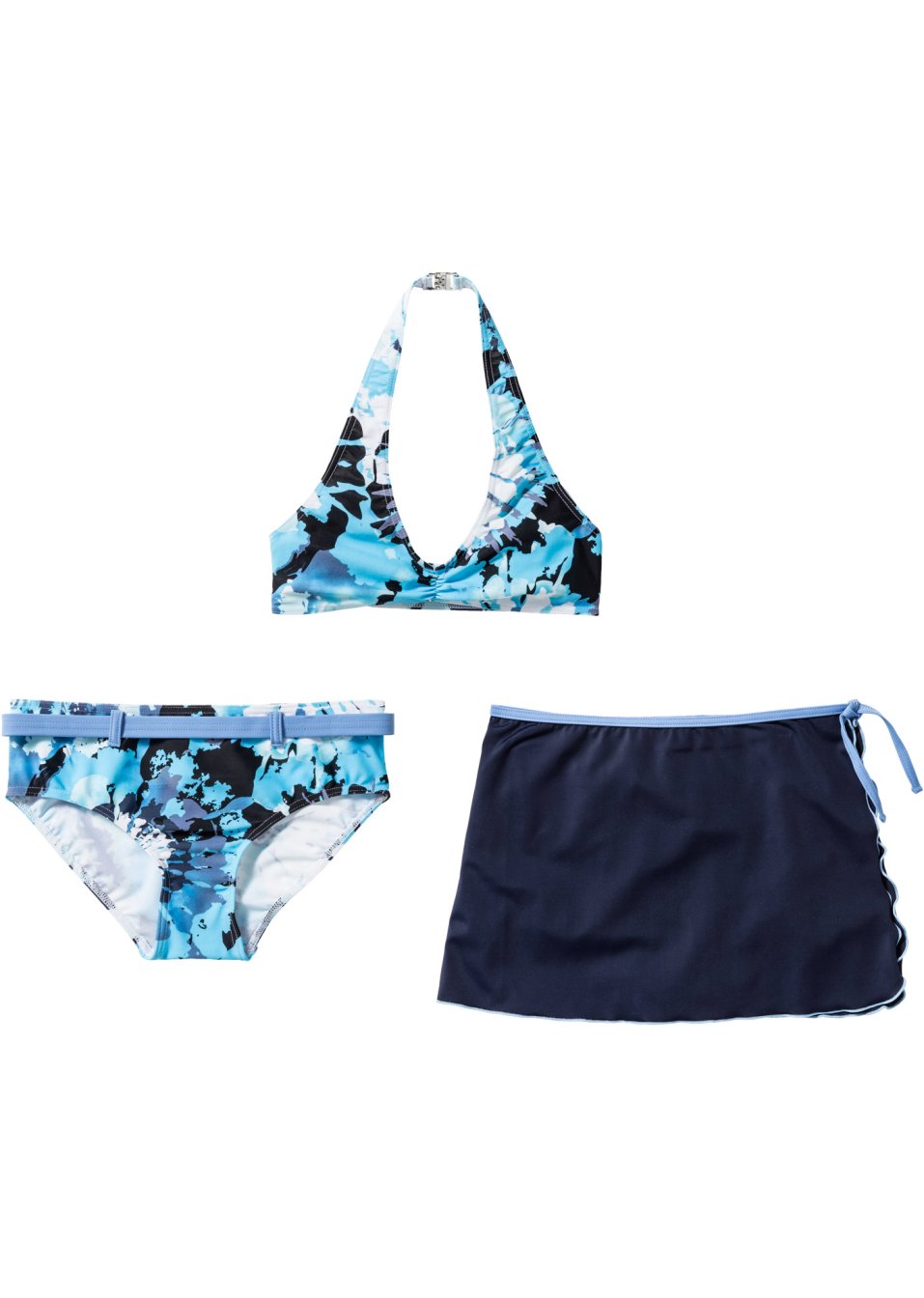 Bikini + jupe fille (Ens. 3 pces.)