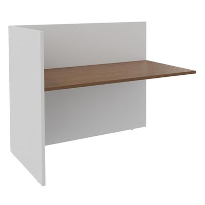 Banque d'accueil Module de départ haut OLA - L82,5 x H112 x P82,5 cm - structure blanc perle, plateau noyer
