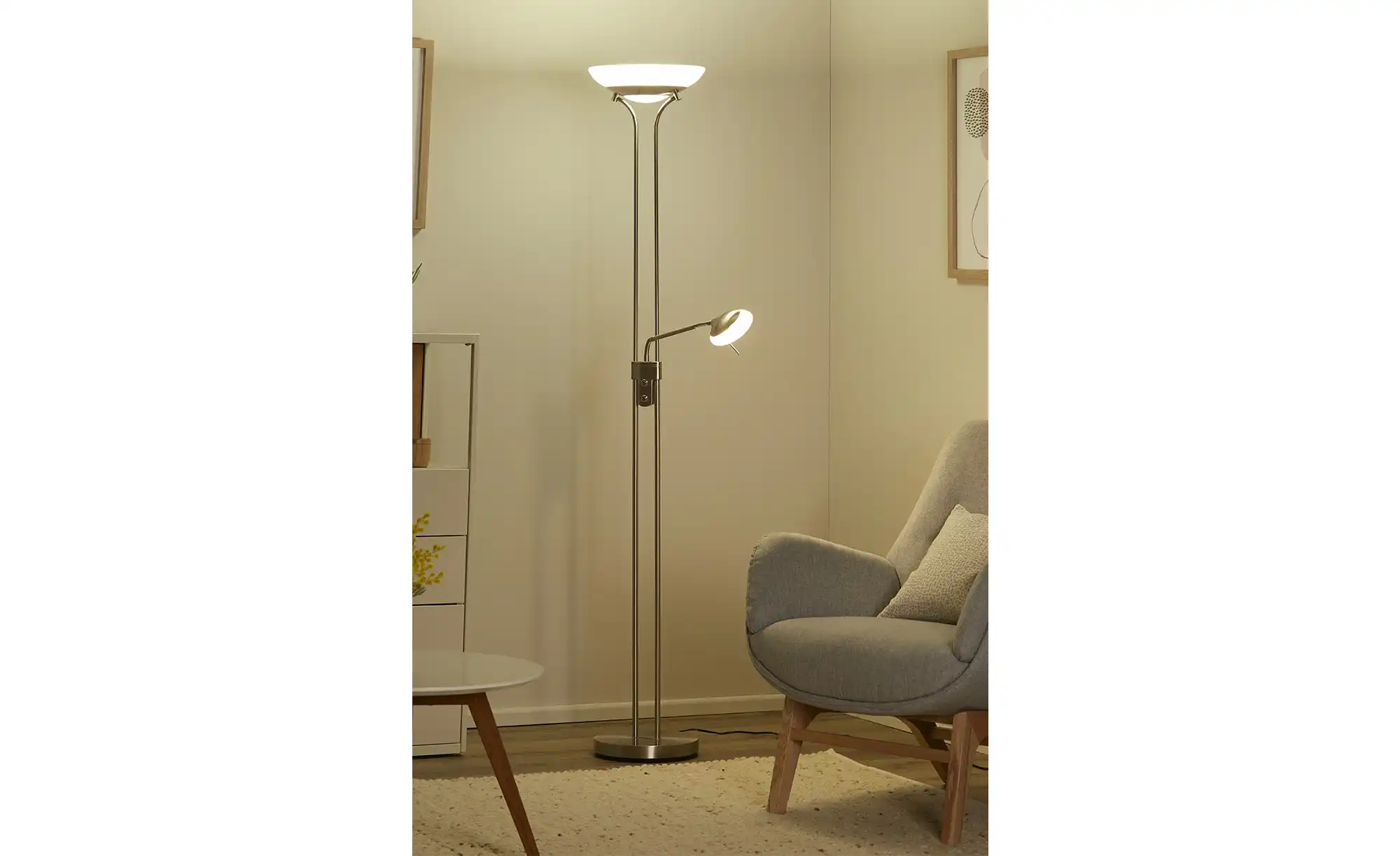 Fischer-Honsel LED-Deckenfluter, 2-flammig, Nickel-matt