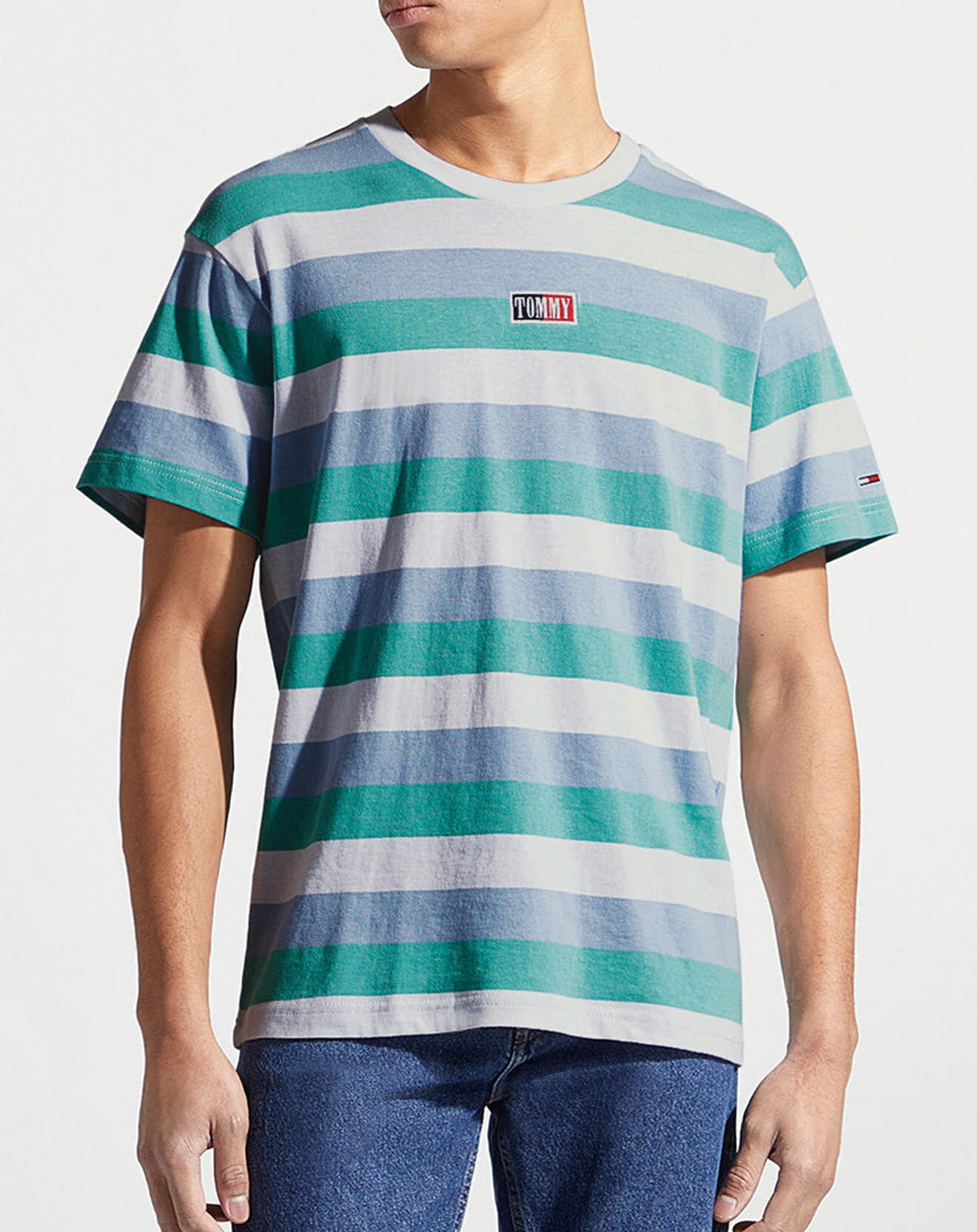 Tommy Jeans T-Shirt Tmeless rayé vert/gris