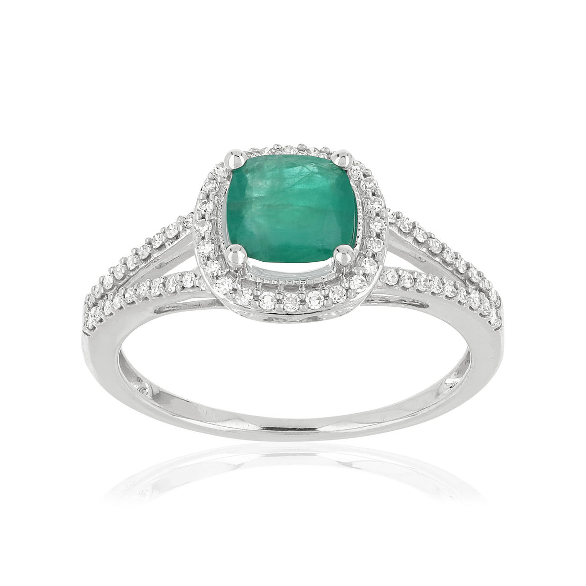 Bague MATY Or 750 blanc Emeraude et Diamants