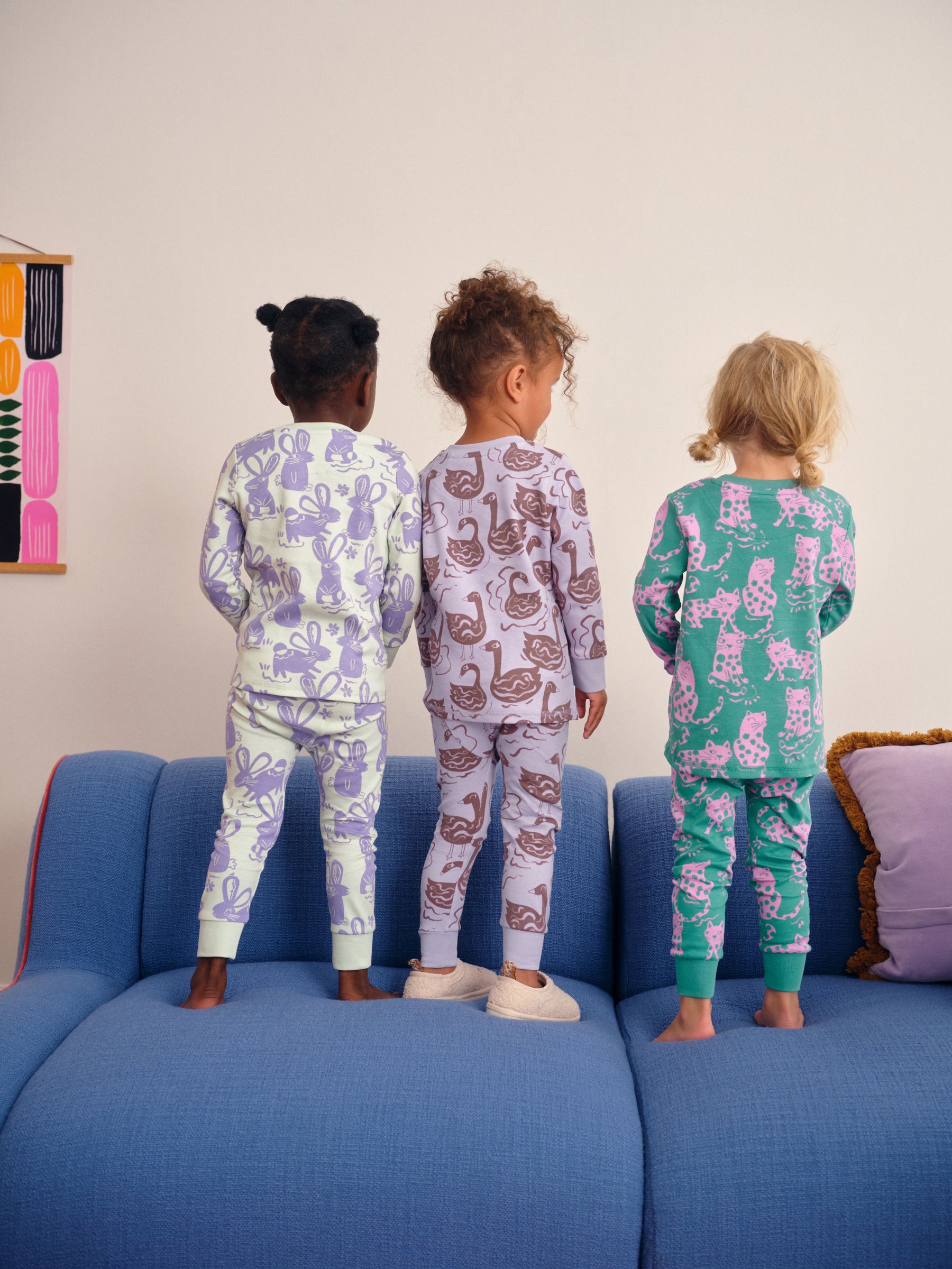 Paars/groen Stampy-personage - Set van 3 zachte pyjama's (9 mnd-12 jr)