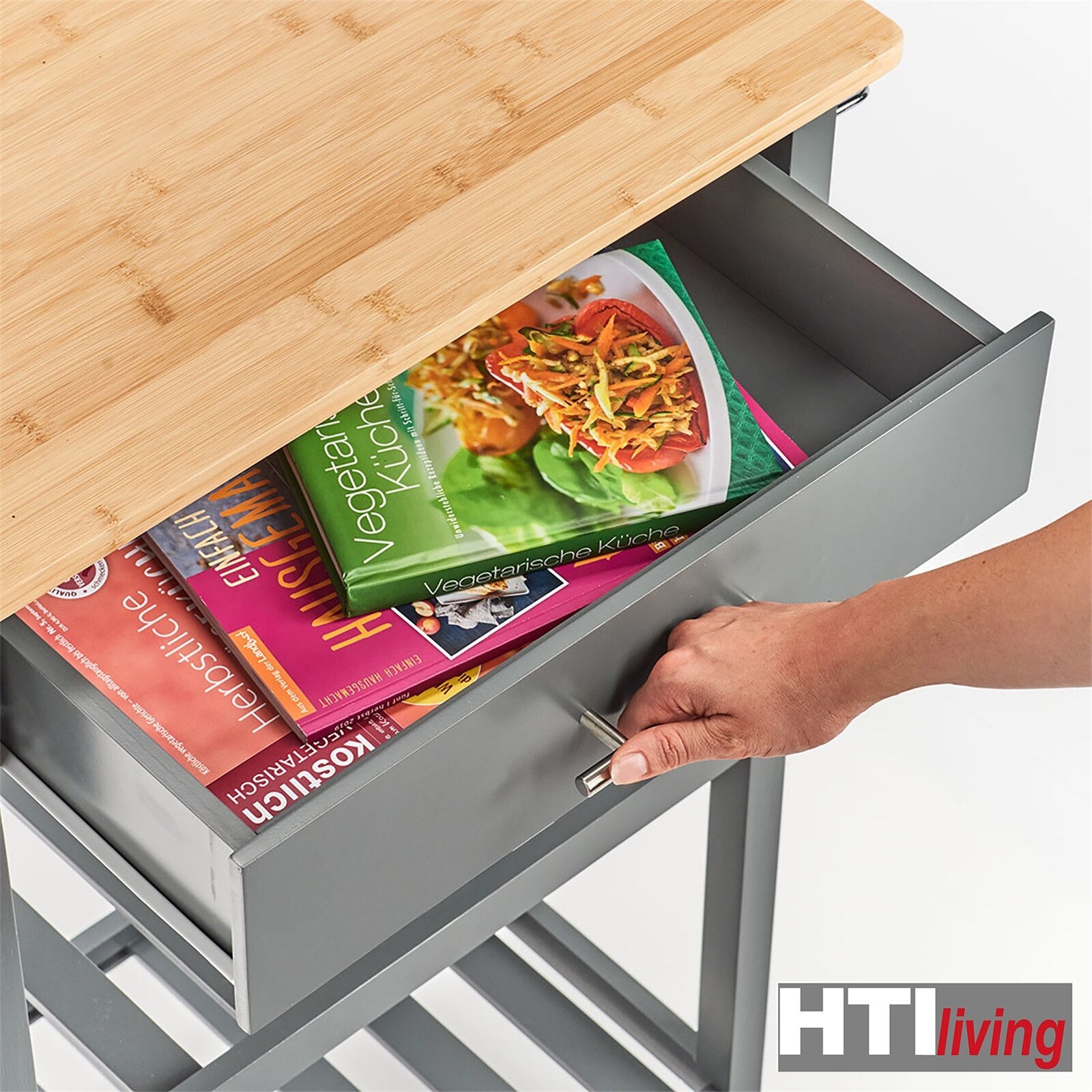 HTI-Living Küchenrollwagen MDF/Bambus