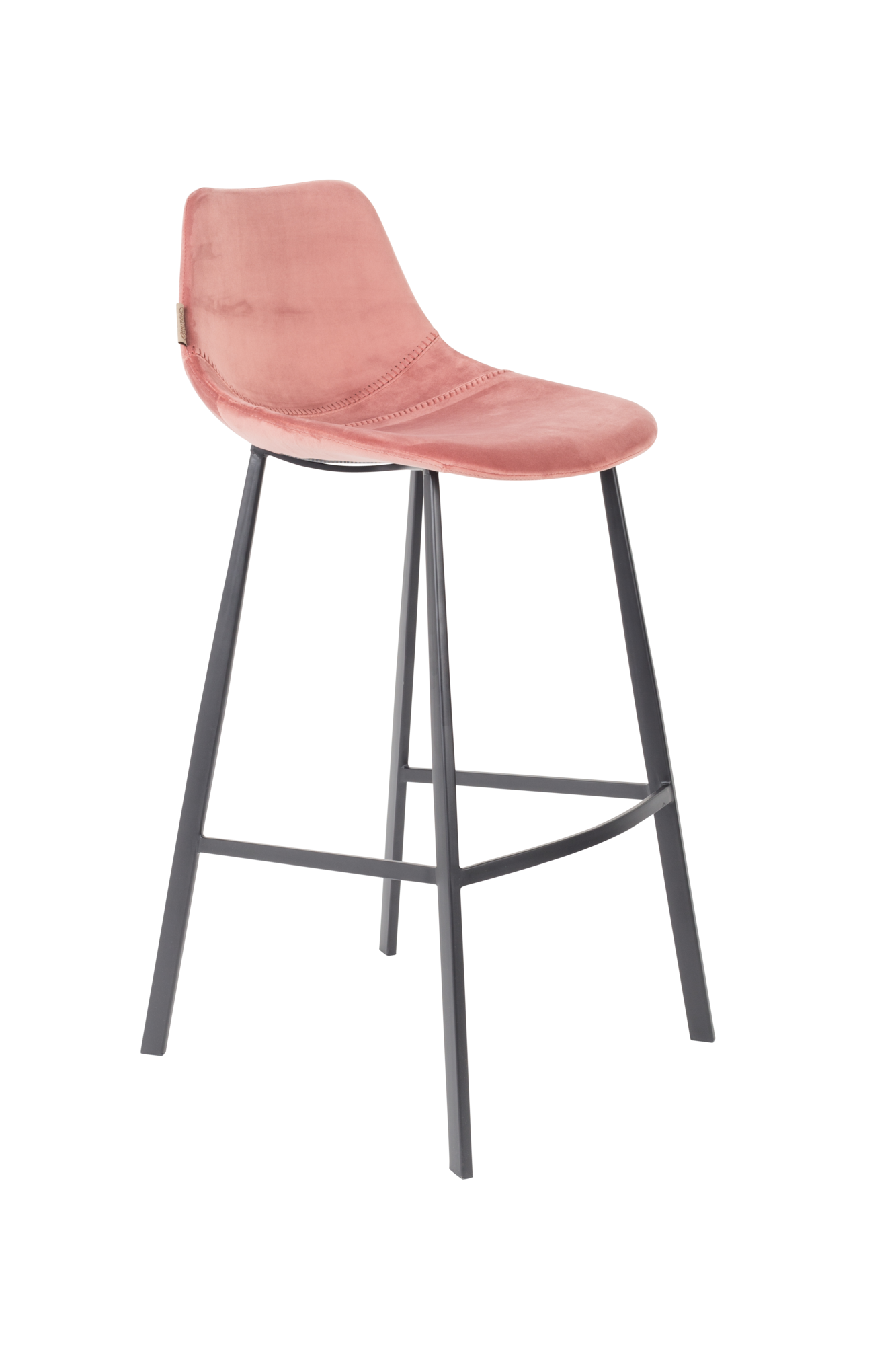 Dutchbone Franky Barkruk Velvet 80 cm Roze