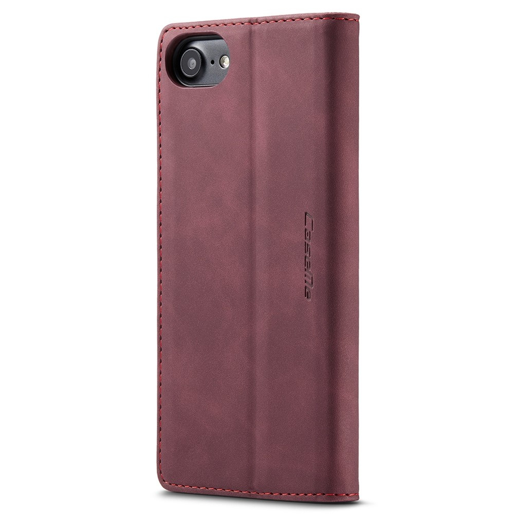 iPhone SE (2022/2020) / 8 / 7 / 6S Leder Tasche Flip Wallet Etui mit Kartenfächern - Dunkelrot