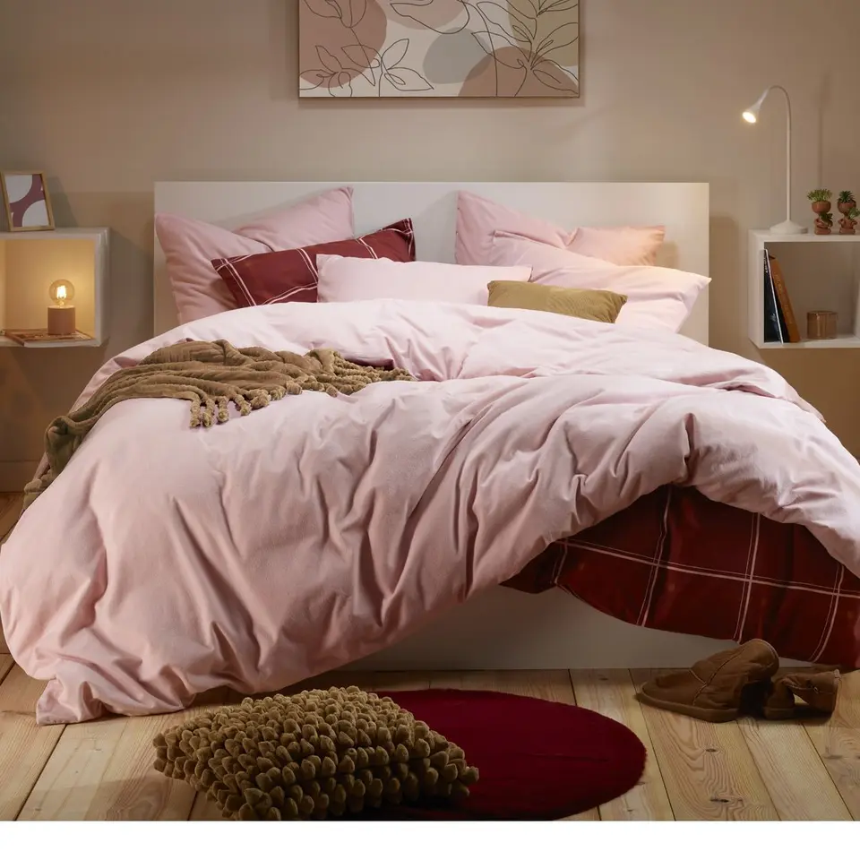 Moodit Dekbedovertrek Frey Pearl Pink - 200 x 220 cm - Katoen Flanel