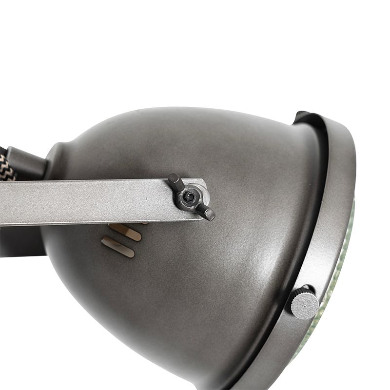 Industriële vloerlamp staal met hout 2-lichts - Emado