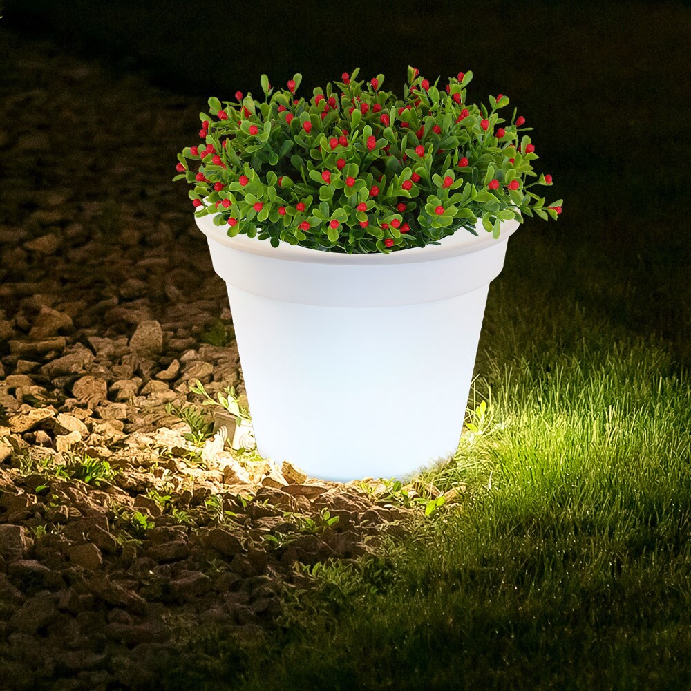4er Set LED Solar Steckleuchte und beleuchteter Blumentopf