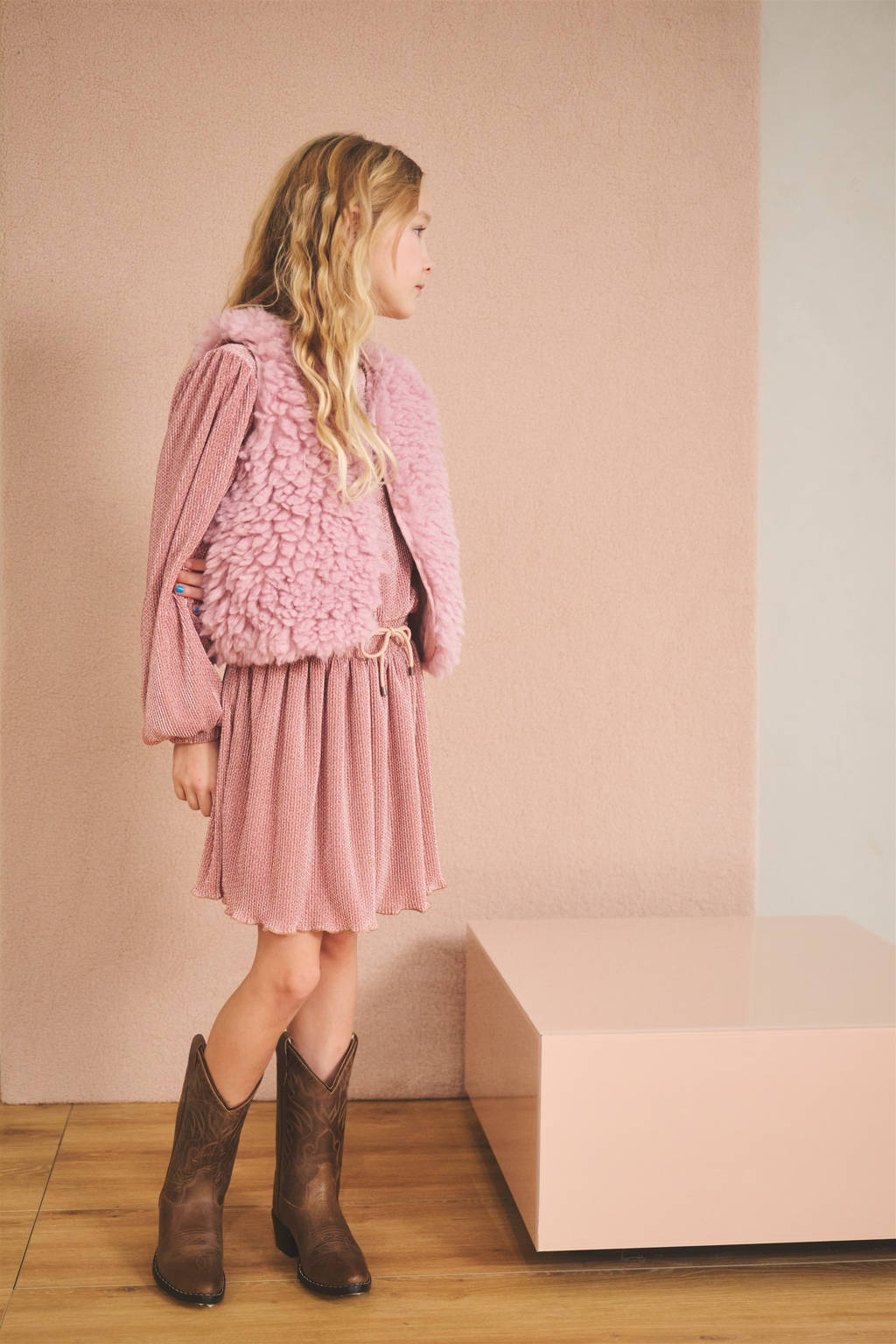 NONO reversible gilet Katya lichtroze/roze