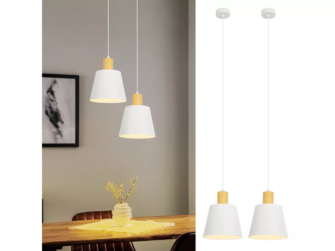 NETTLIFE Suspension Vintage Salle à Manger 2x Lampe Suspendue Noire Lampe Suspendue Industrielle E27 Métal Rétro