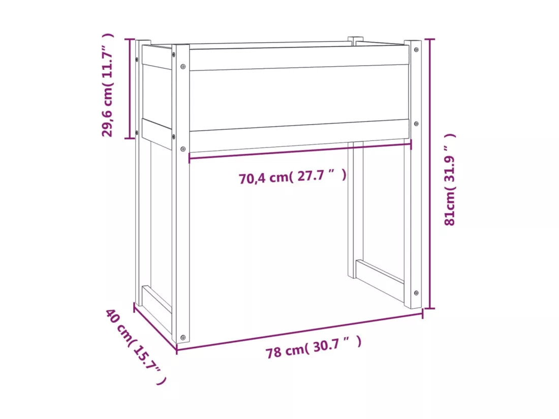 Jardinière 78x40x81 cm Bois massif de pin