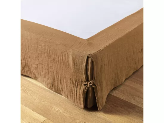 OUREA - Cache-Sommier à Nouettes 90x190cm Gaze de Coton Camel