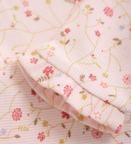 Minymo Leggings - Rib - Pink Dogwood m. Blumen