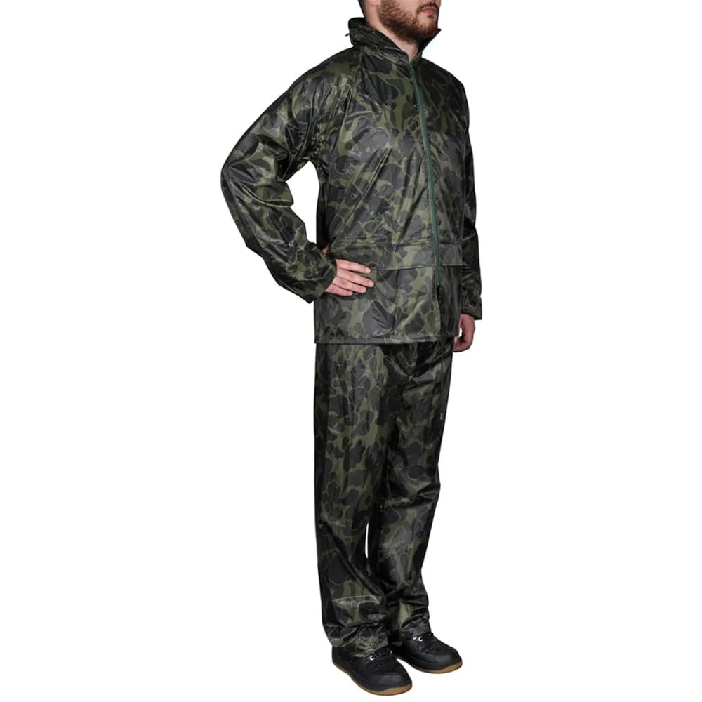 Combinaison de pluie avec capuche 2 pcs hommes camouflage m