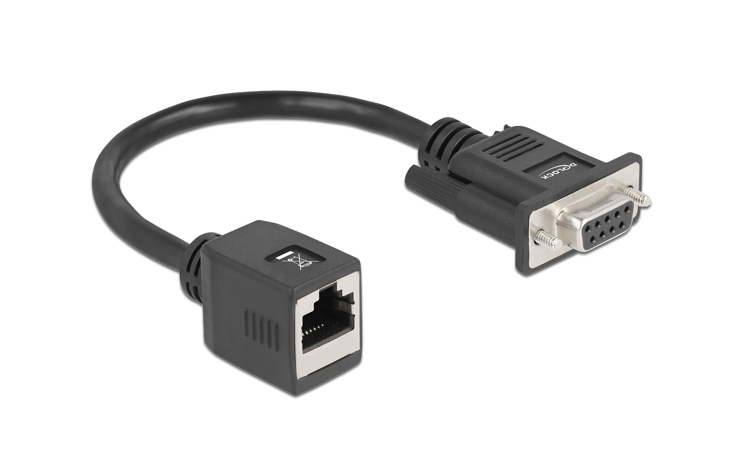 Netzwerk-Adapter RS232/422/485 Buchse - LAN Ethernet SeriellDelock Seriell RS-232/422/485 Adapter DB9 Buchse zu RJ45 Buchse