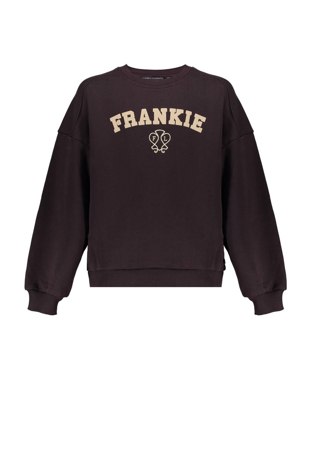 Frankie&Liberty sweater met tekst bruin