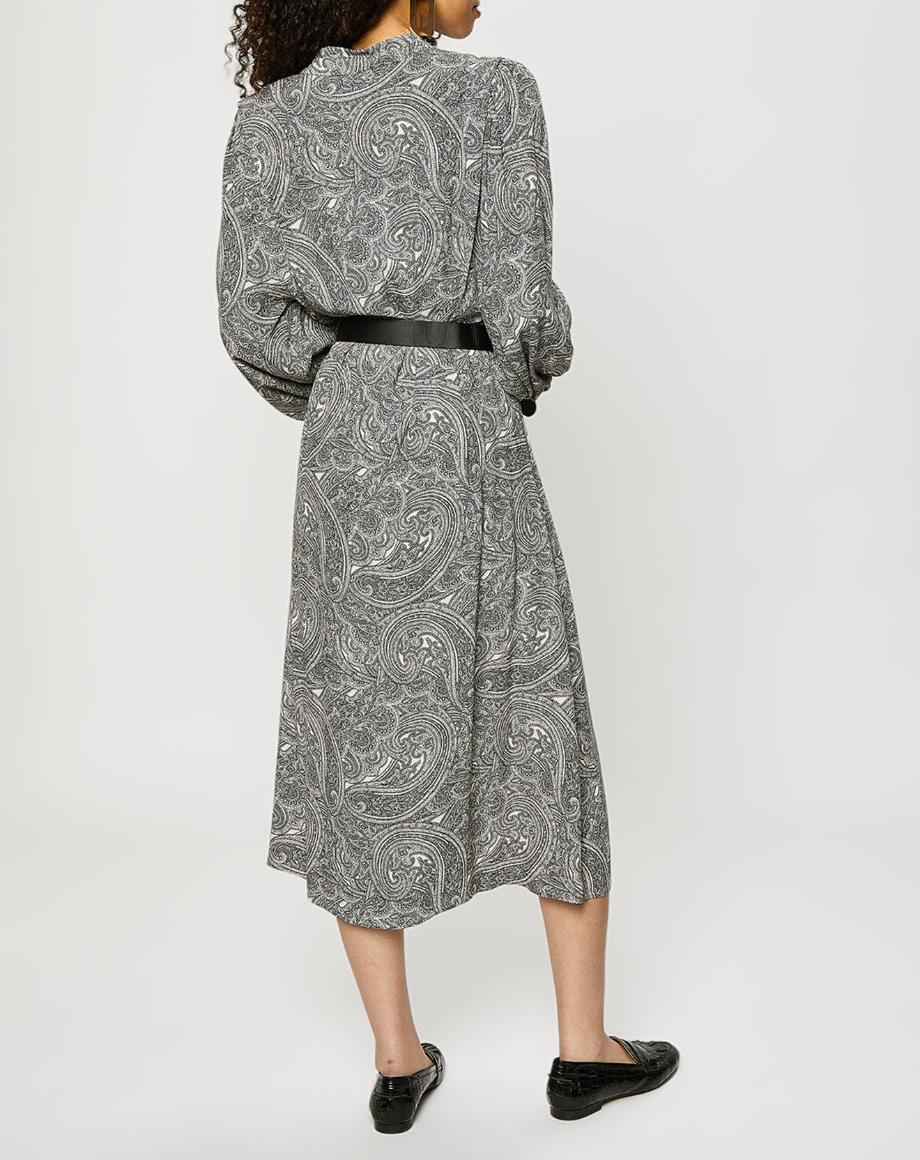 Esprit Robe-chemise à ceinture et imprimé cachemire blanc/gris